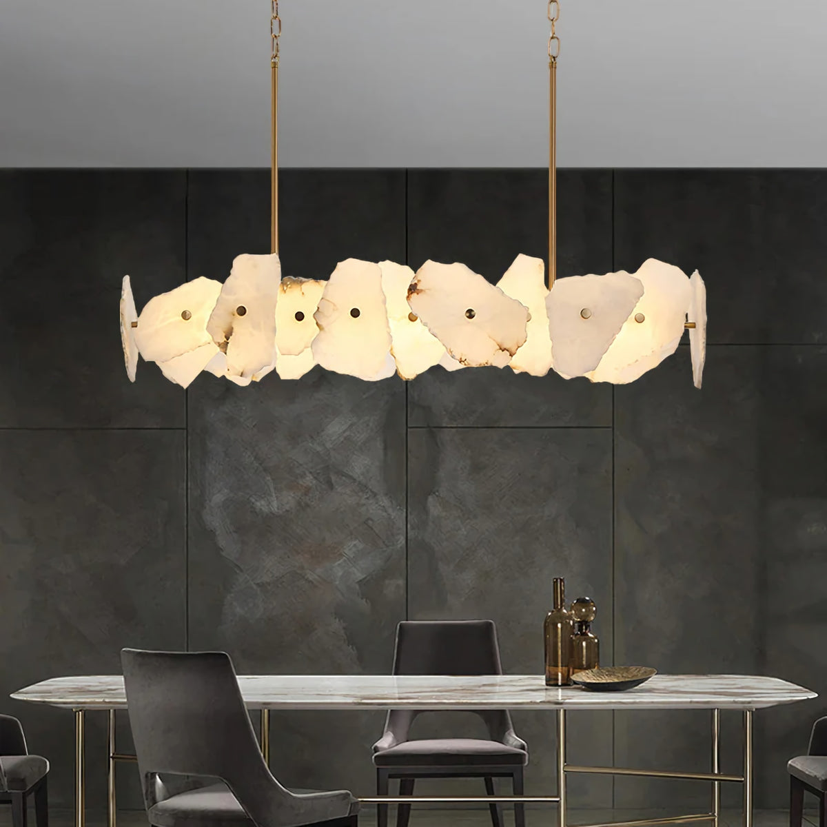 Luxury Random Shape White Marble Slice Chandelier