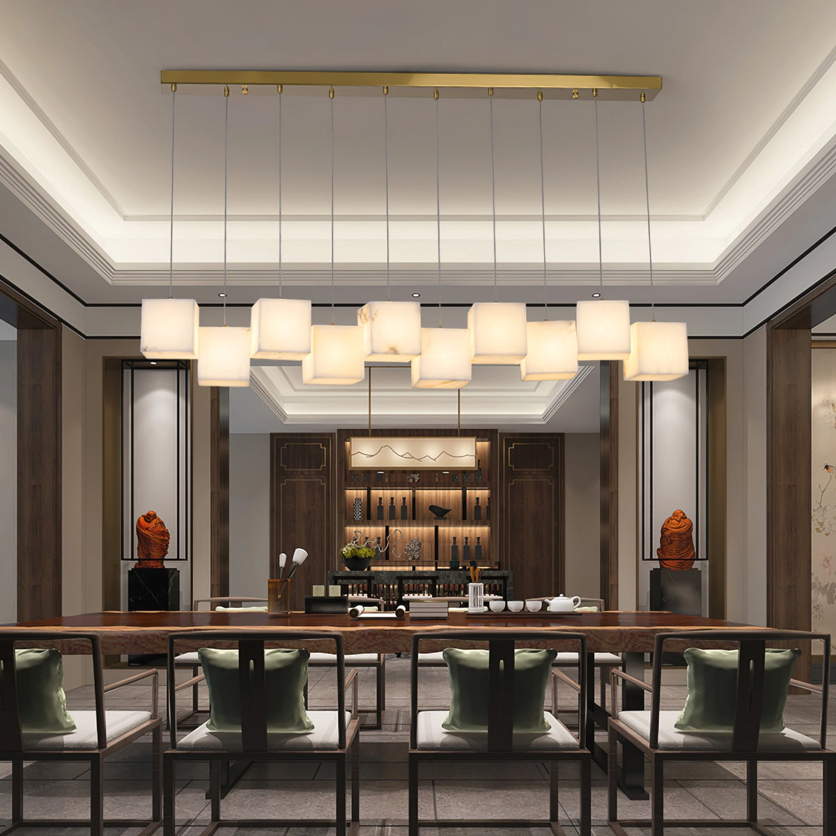 Alabaster Cubic Pendant Lamp