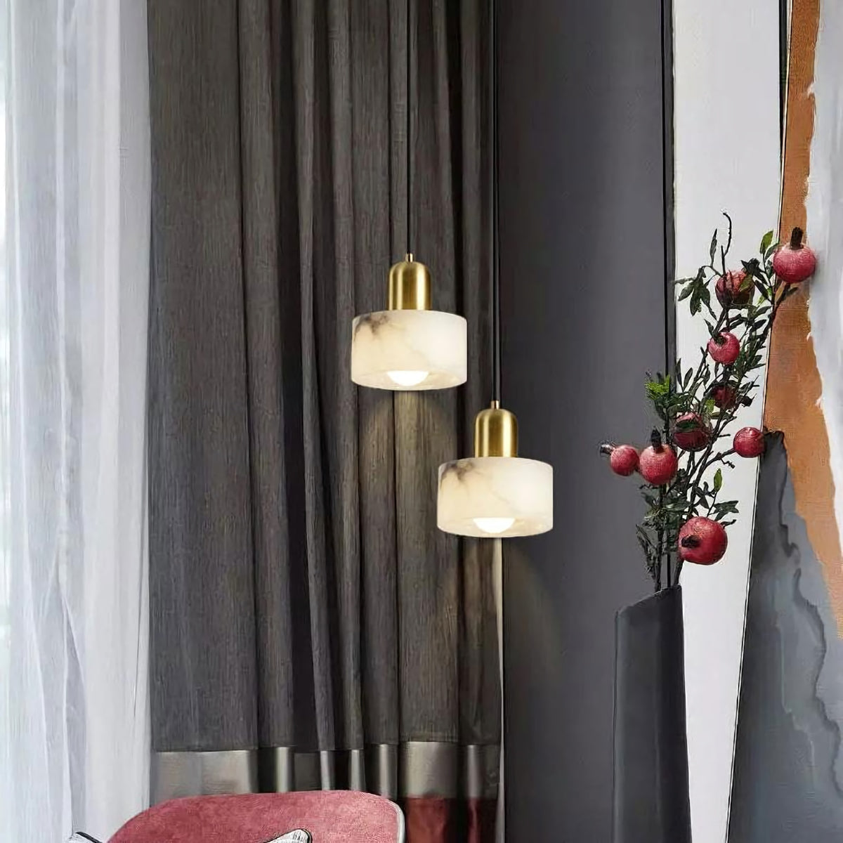 Marble Cylindrical Pendant Light