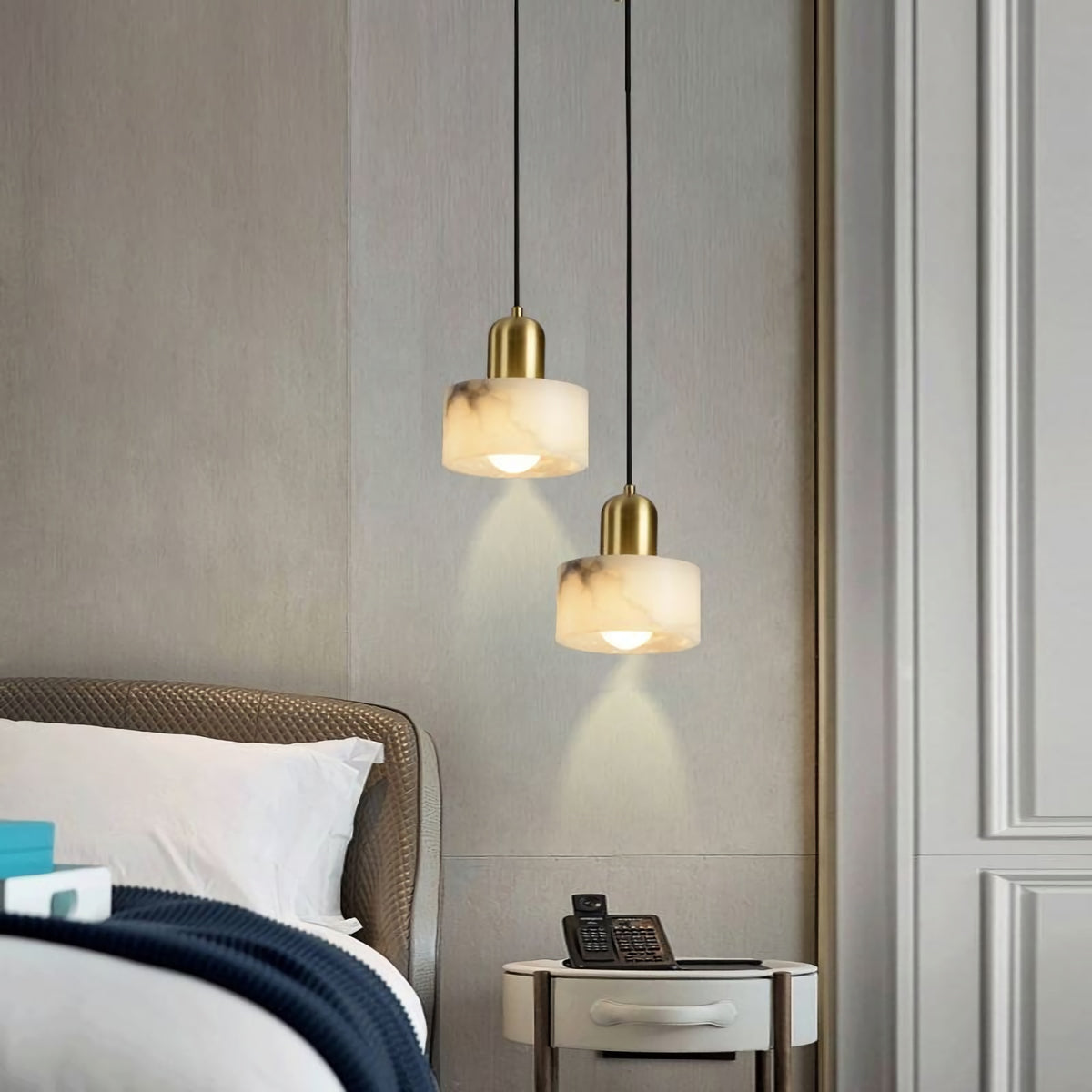 Marble Cylindrical Pendant Light