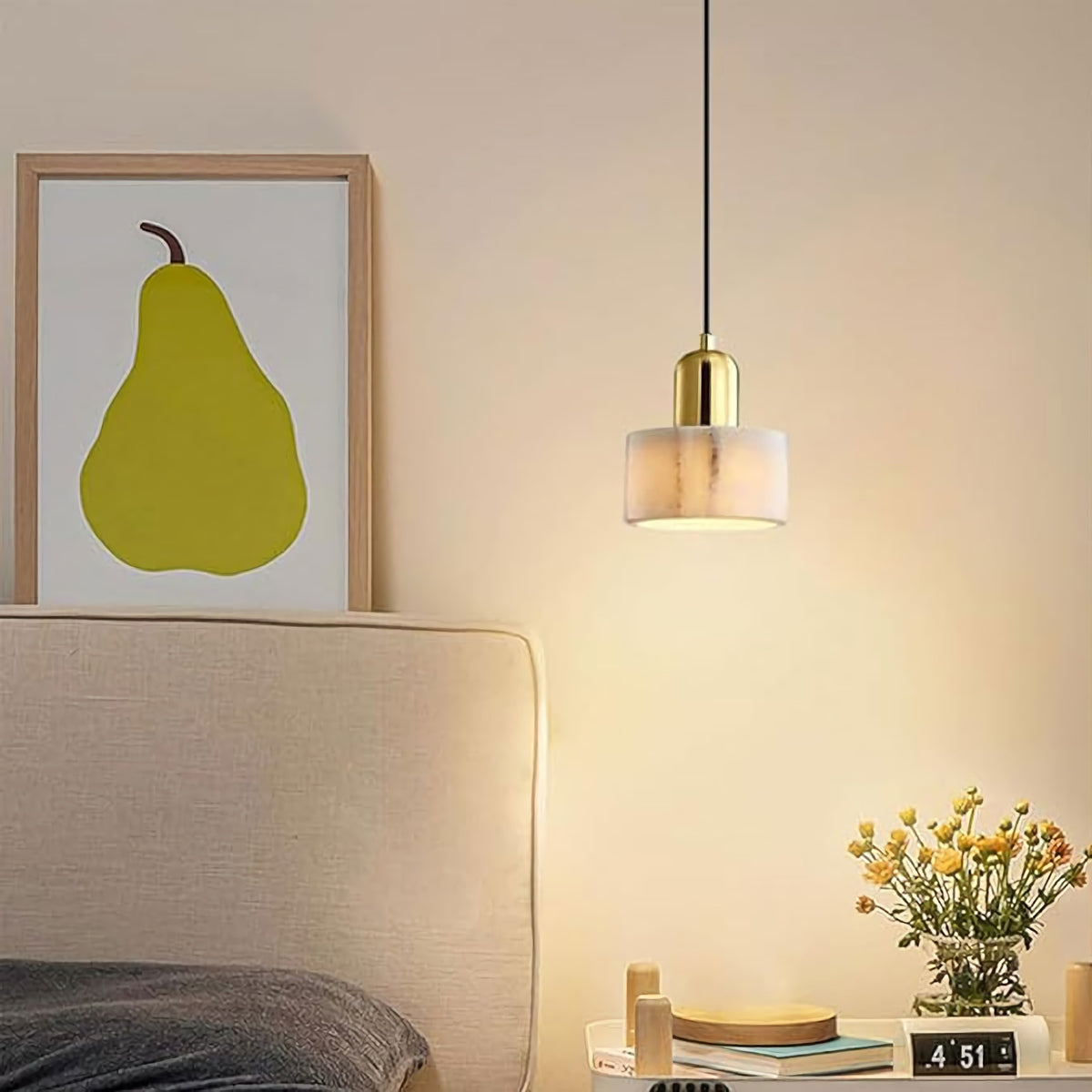 Marble Cylindrical Pendant Light