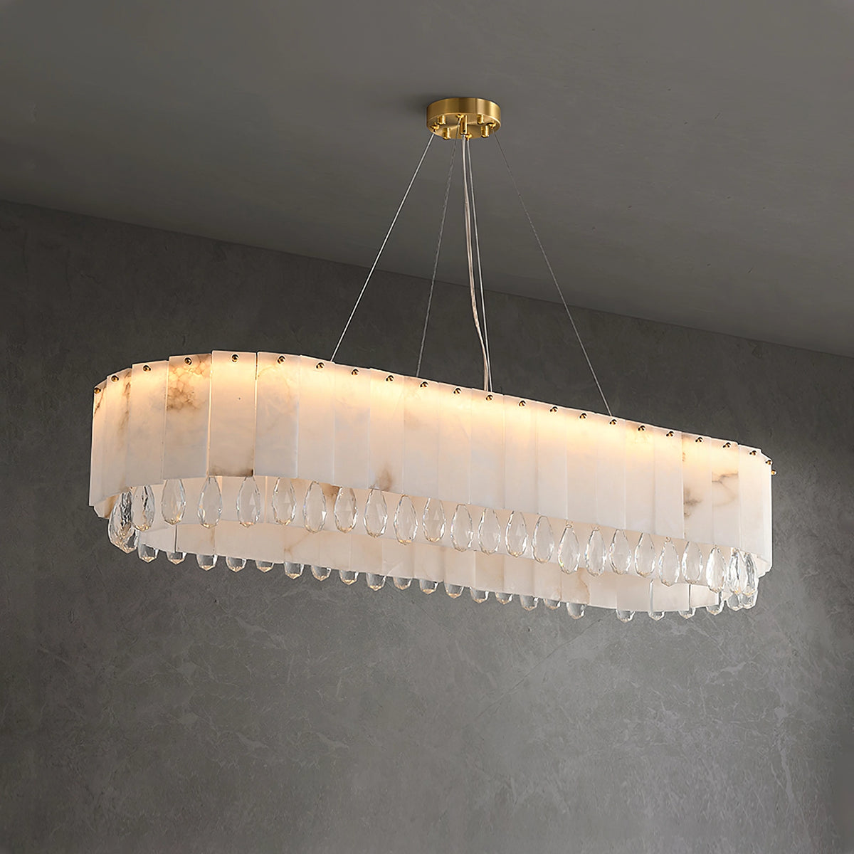 Alabaster & Crystal Dining Room Chandelier