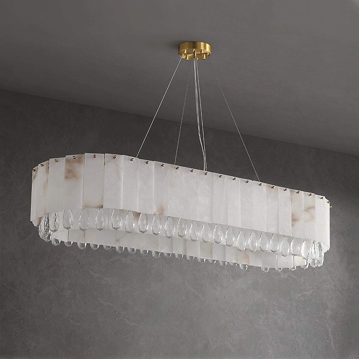 Alabaster & Crystal Dining Room Chandelier