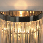 Marelle Glass Rod Tiered Wall Lamp | Clear Glass Rods and Metal | Top-down view showing internal bulb sockets and top semi-circular metal frame | Severn Lighting