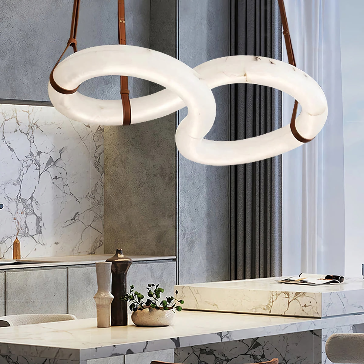 Mobius Ring Alabaster Chandelier