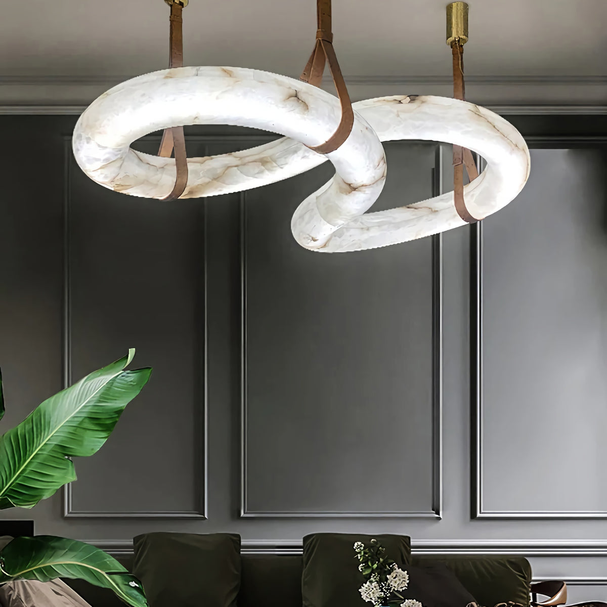 Mobius Ring Alabaster Chandelier