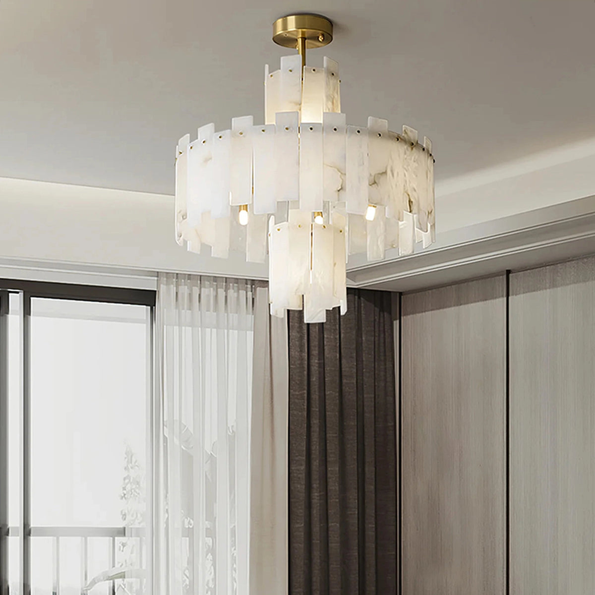 Modern AlabasterRegina Round Chandelier