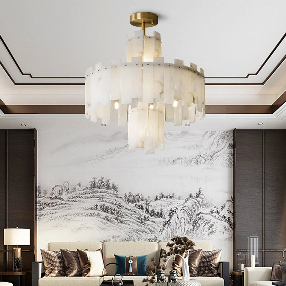 Modern AlabasterRegina Round Chandelier