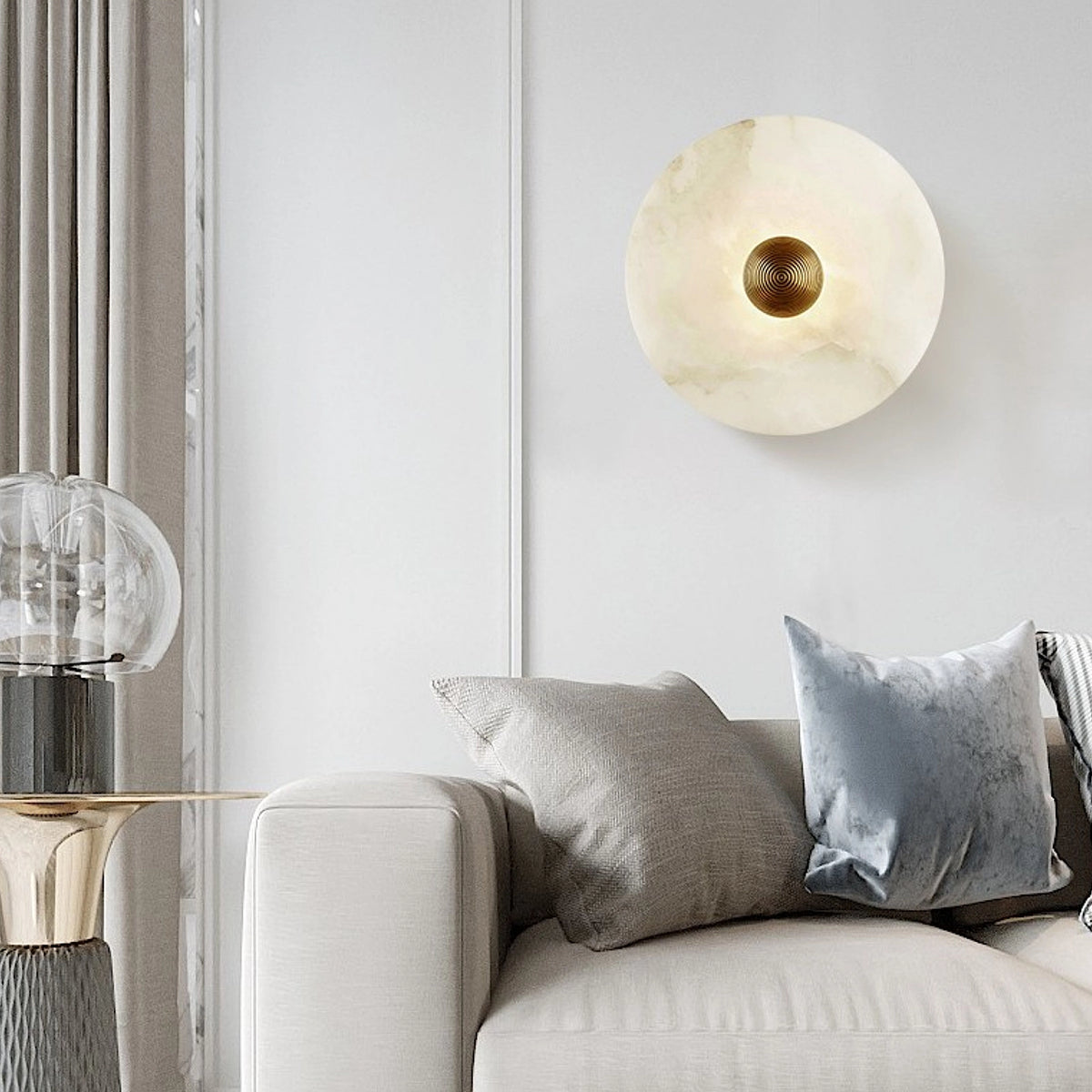 Modern Alabaster Round Wall Lamp