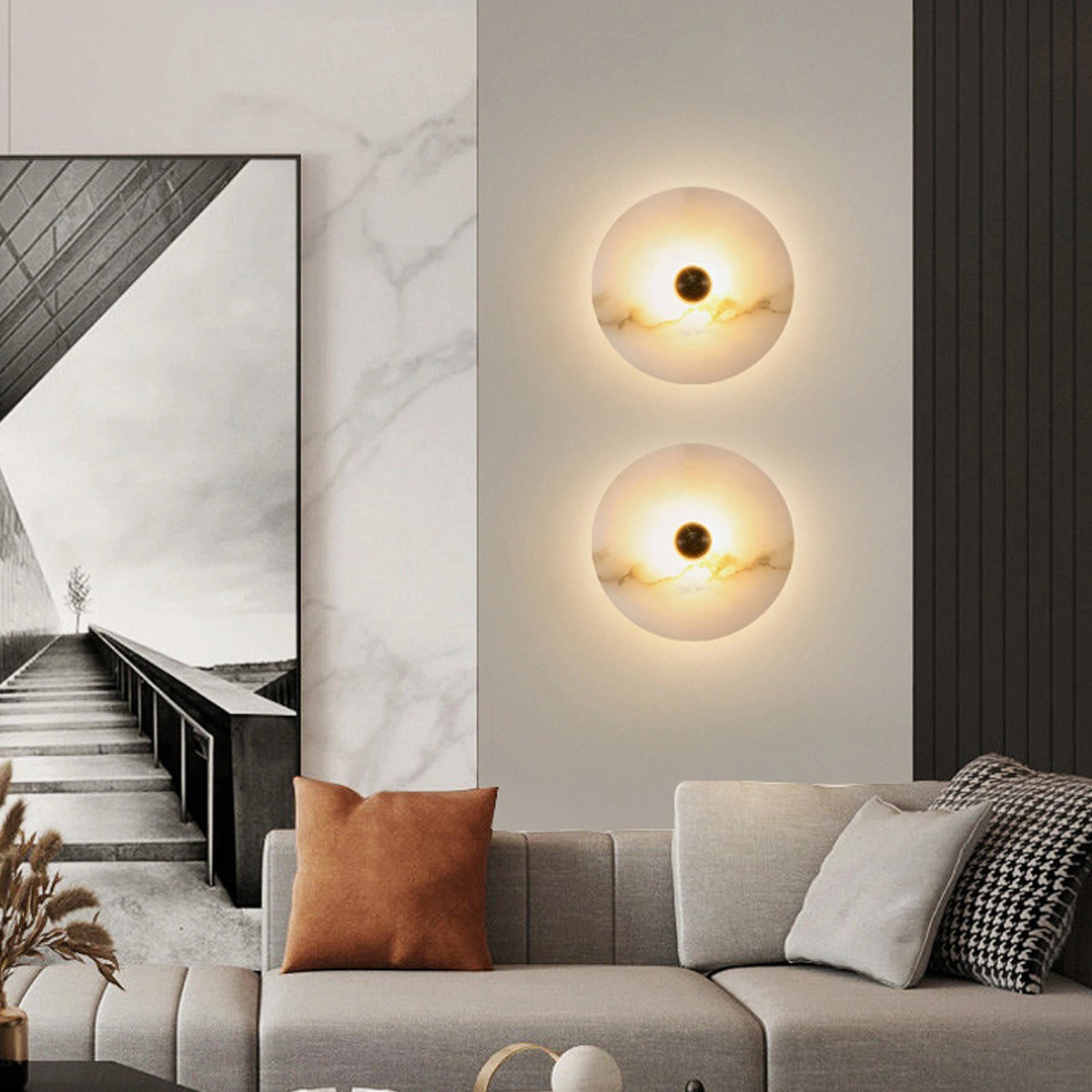 Modern Alabaster Round Wall Lamp