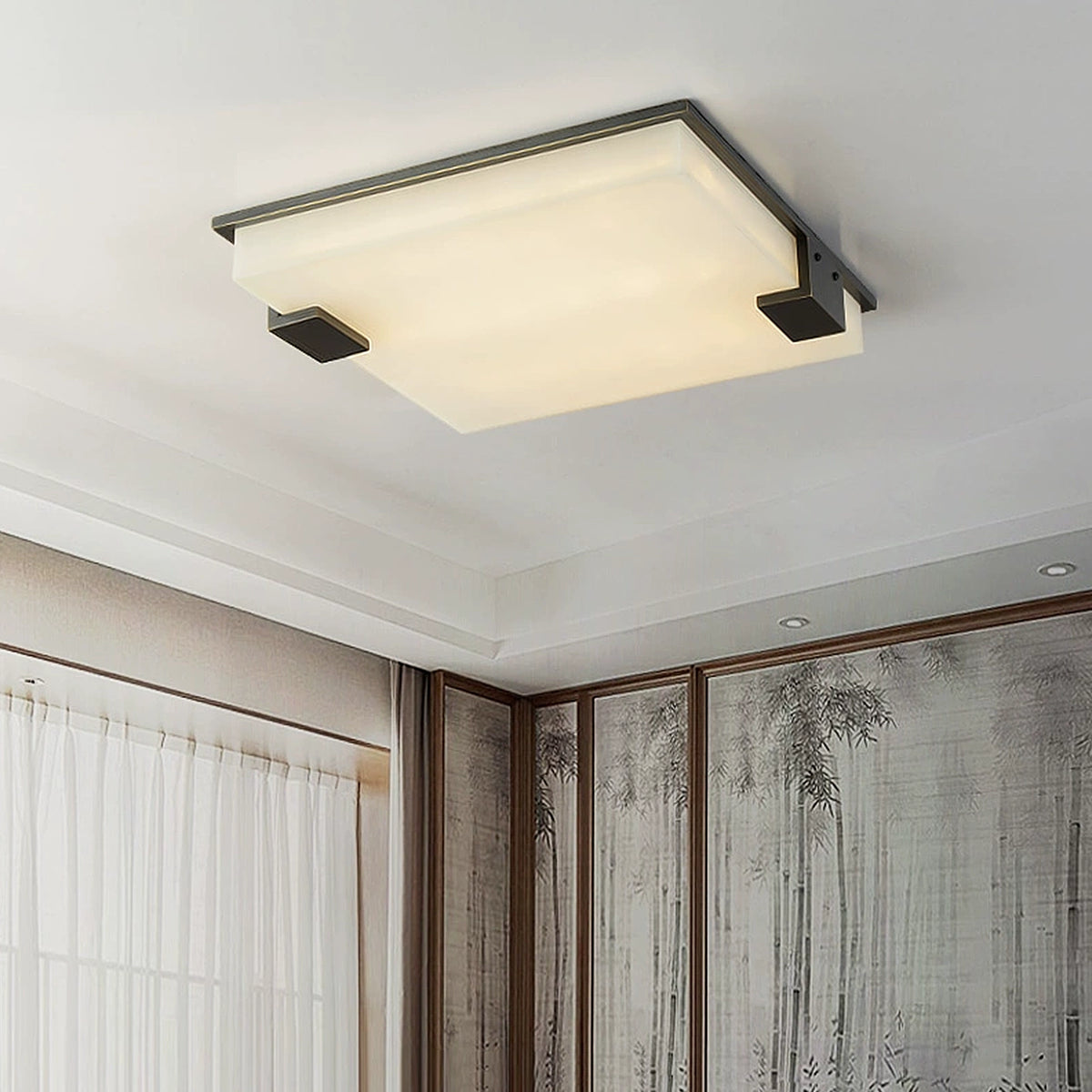 Modern Alabaster Square Ceiling Light