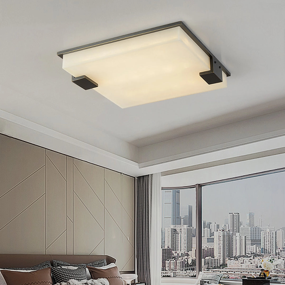 Modern Alabaster Square Ceiling Light