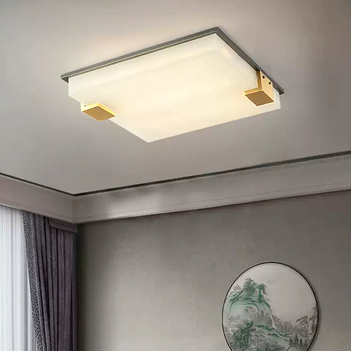 Modern Alabaster Square Ceiling Light