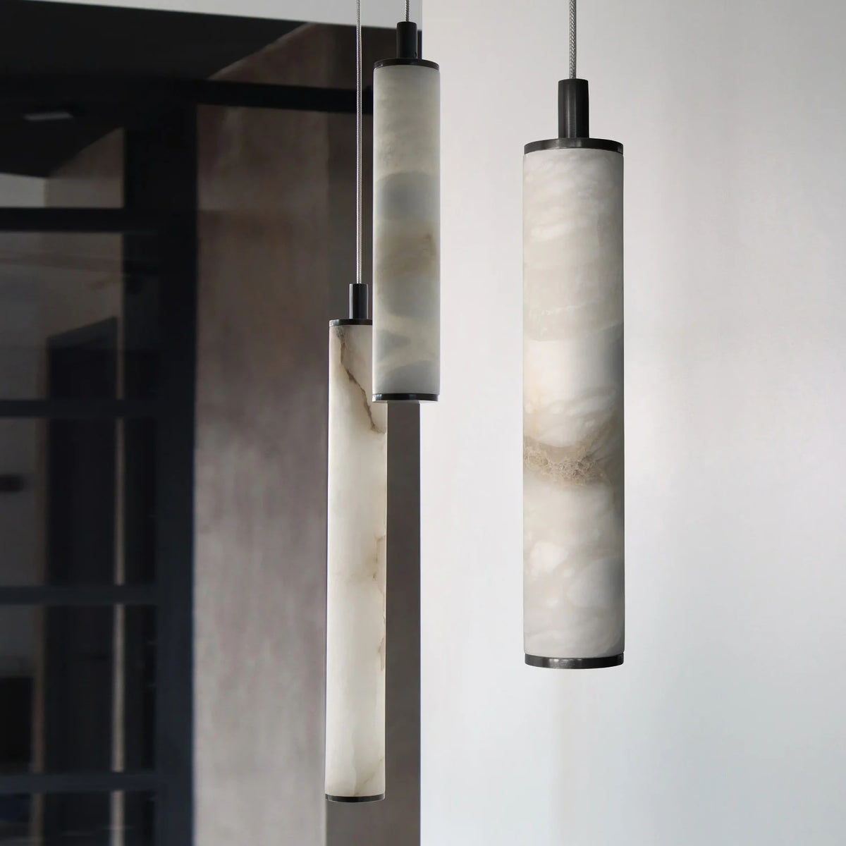 Modern Alabaster Tube Pendant Lamp