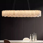 Modern Alabaster Two-Tier Chandelier