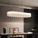 Modern Alabaster Two-Tier Chandelier