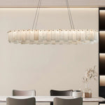 Modern Alabaster Two-Tier Chandelier