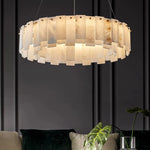 Modern Alabaster Two-Tier Chandelier