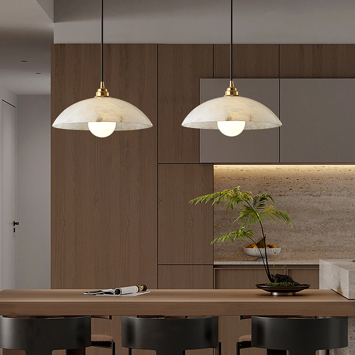 Modern Alabaster Umbrella Pendant Lamp