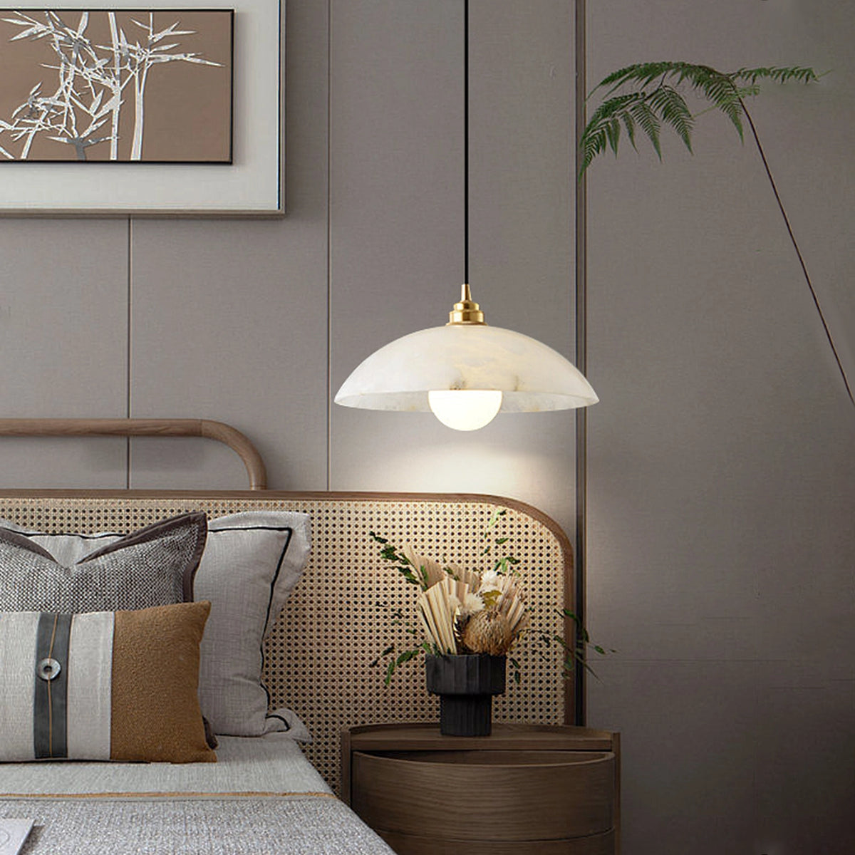 Modern Alabaster Umbrella Pendant Lamp