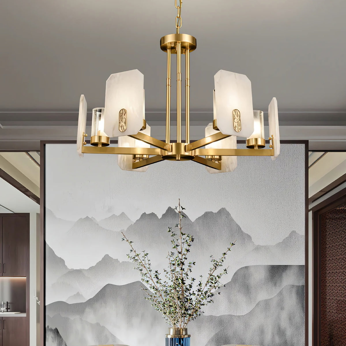 Modern Alabaster Upton Chandelier