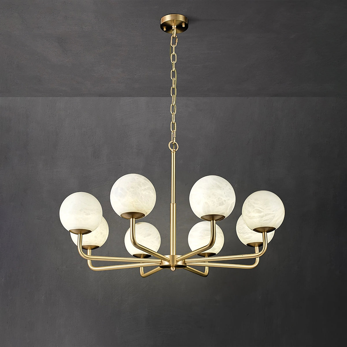 Modern Brass Alabaster Chandelier