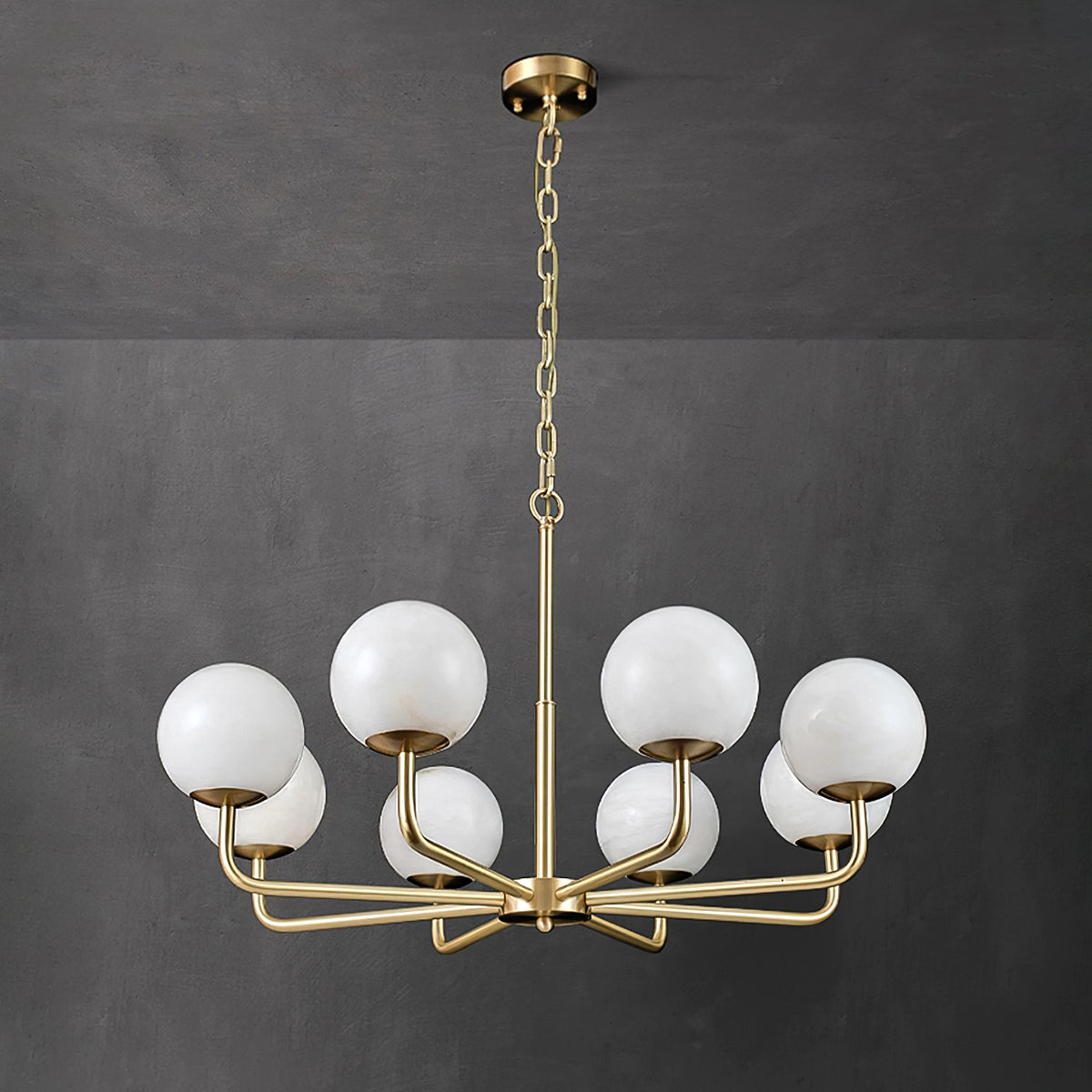 Modern Brass Alabaster Chandelier