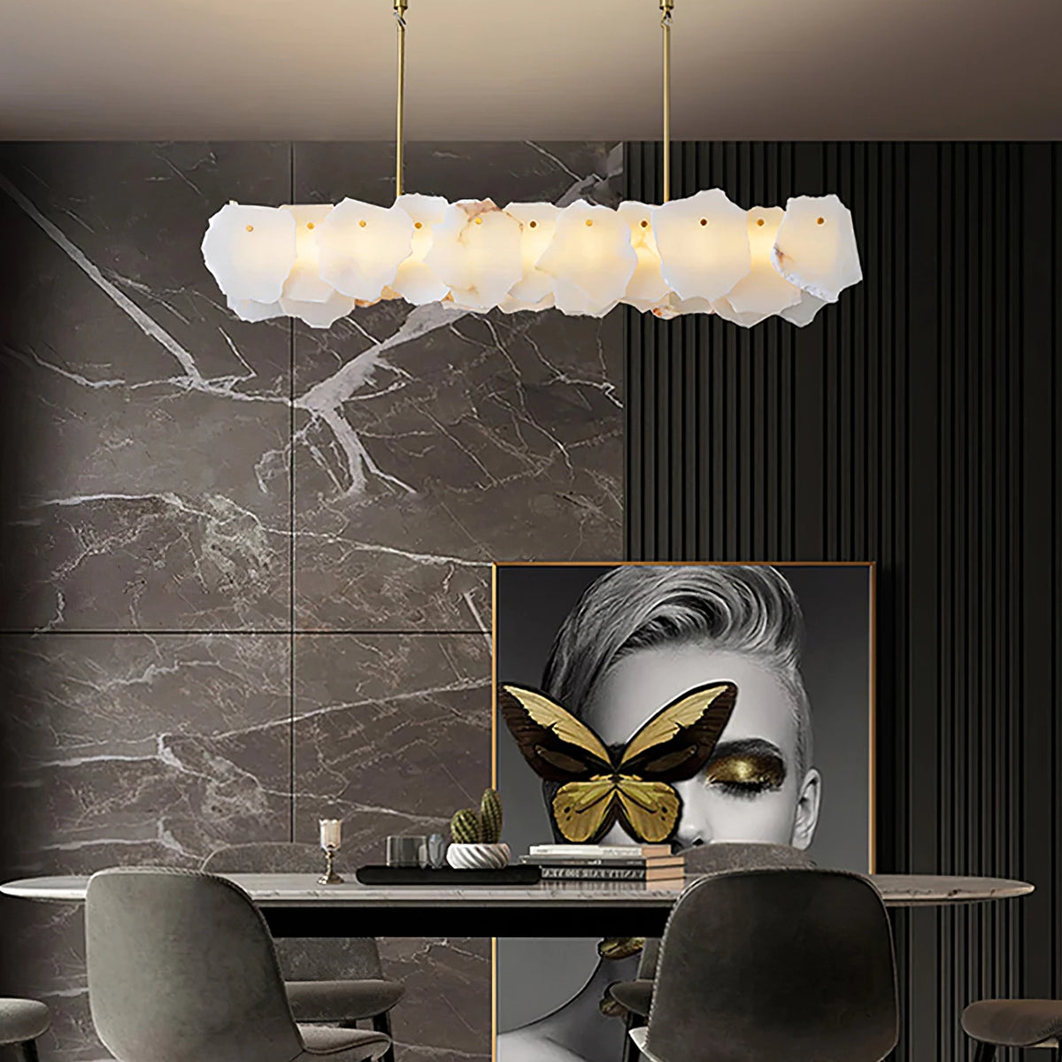 Modern Burton Alabaster Chandelier