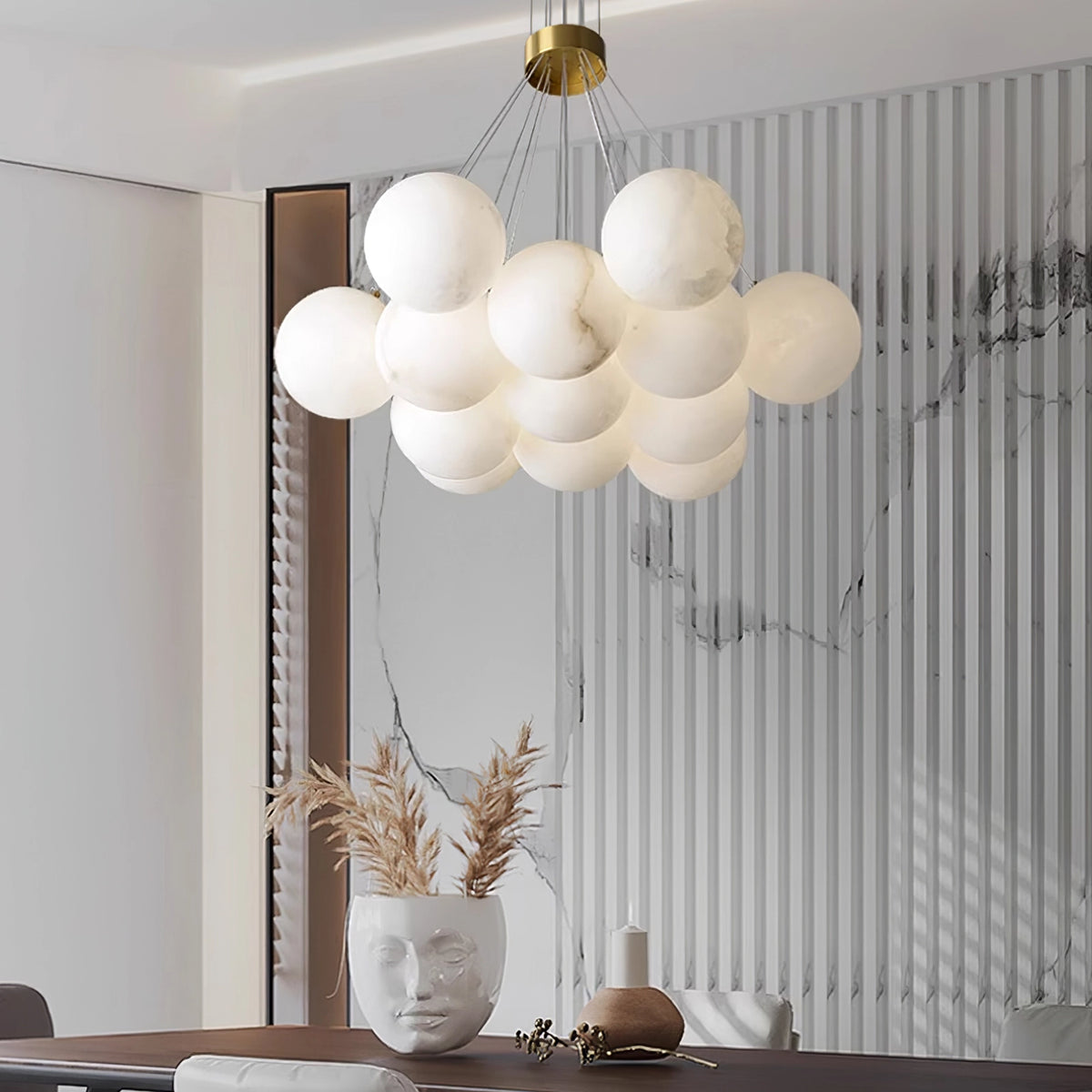 Modern Creative Alabaster Ball Chandelier