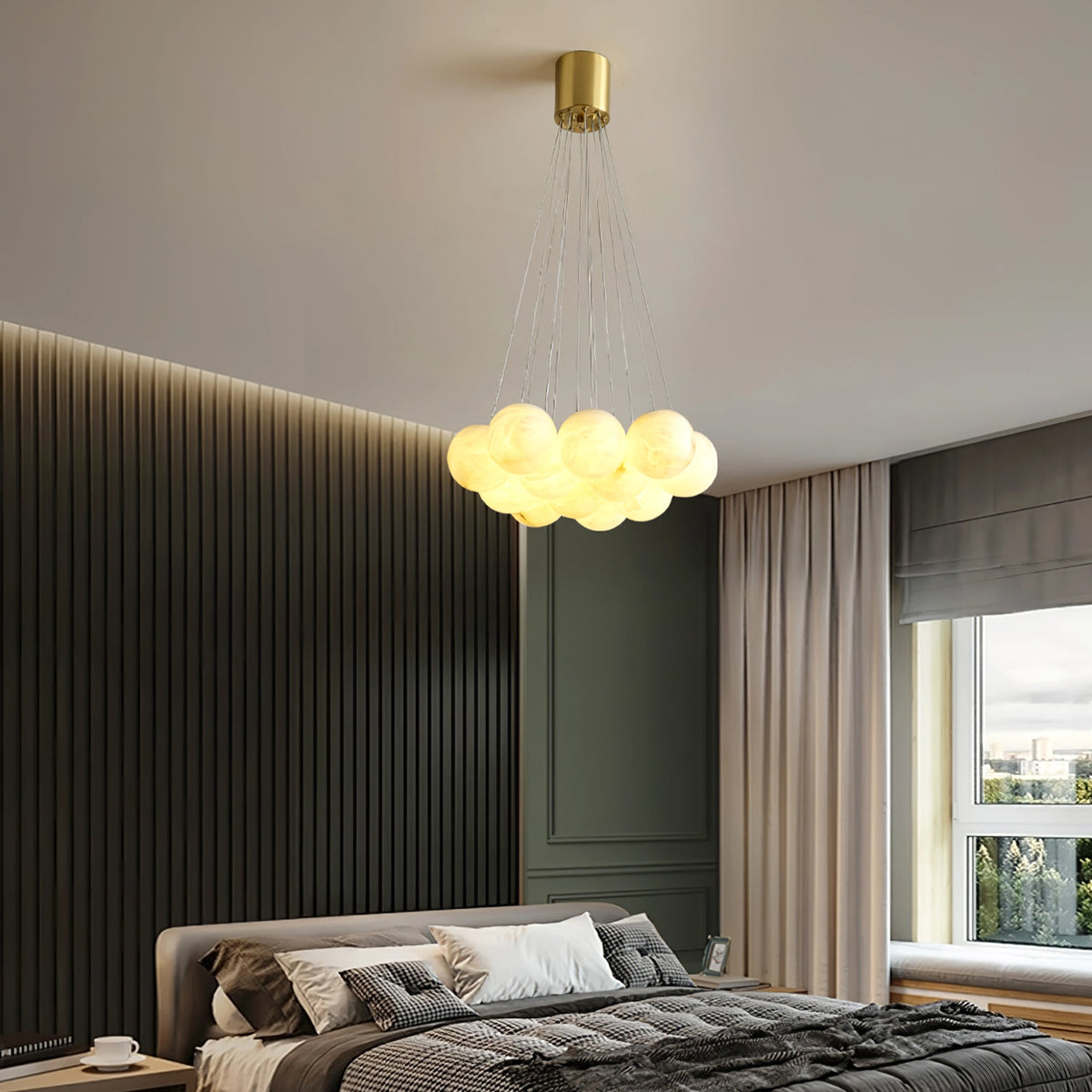 Modern Creative Alabaster Ball Chandelier