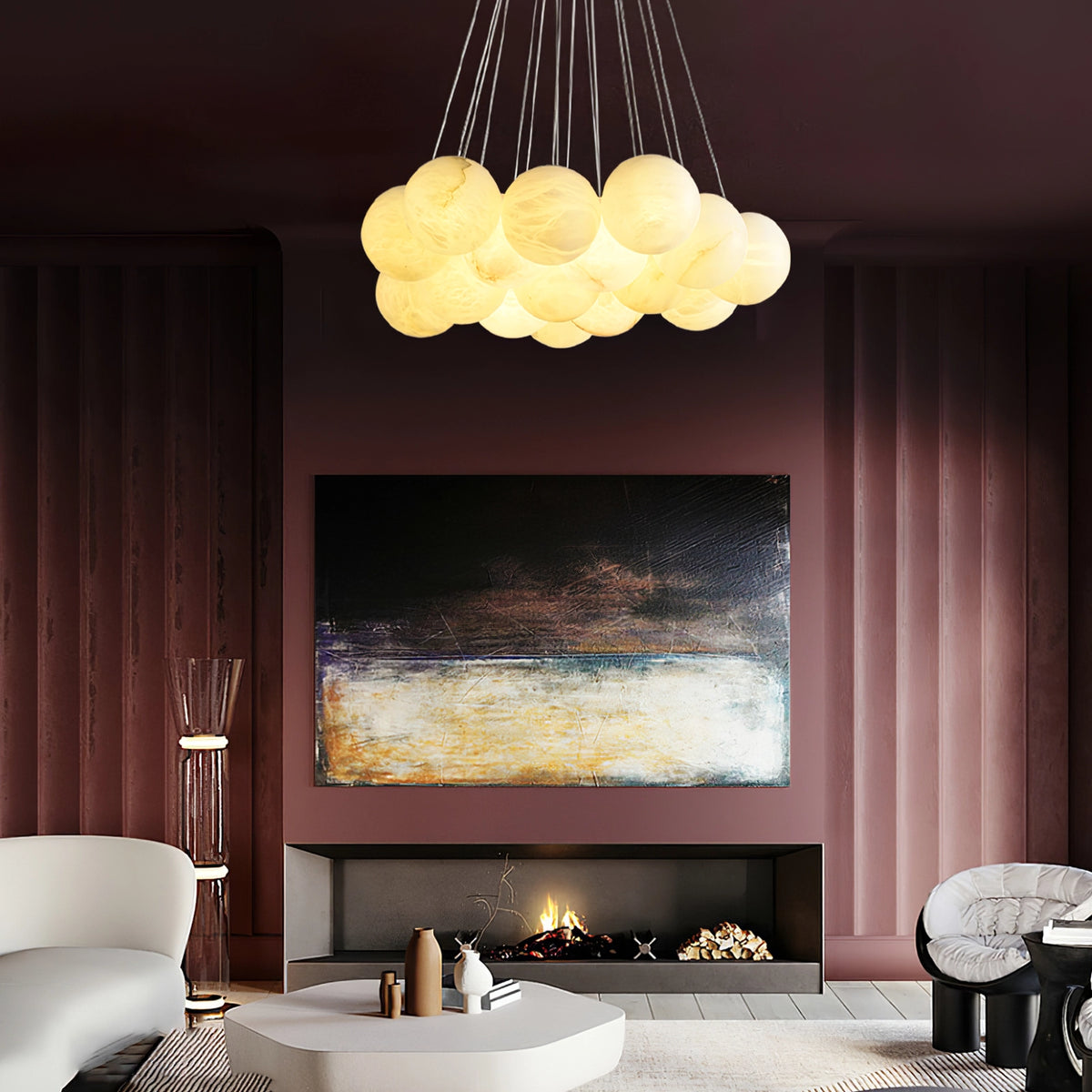 Modern Creative Alabaster Ball Chandelier