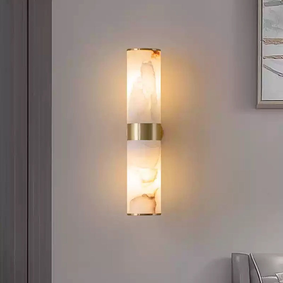 Modern Cylindrical Alabaster Wall Lamp