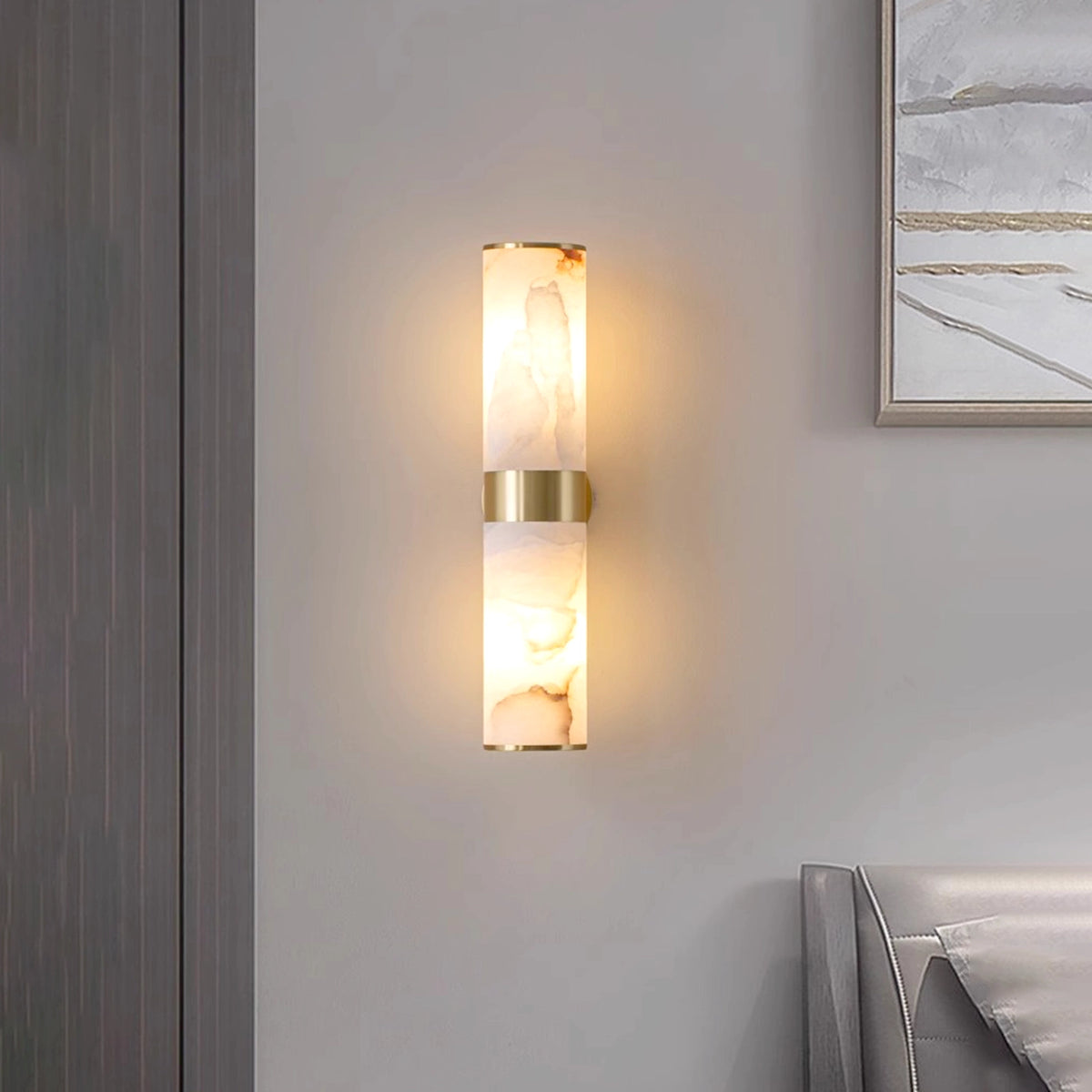 Modern Cylindrical Alabaster Wall Lamp