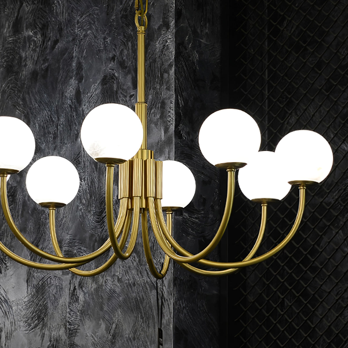 Modern Alabaster Brass Chandelier