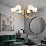 Modern Alabaster Brass Chandelier