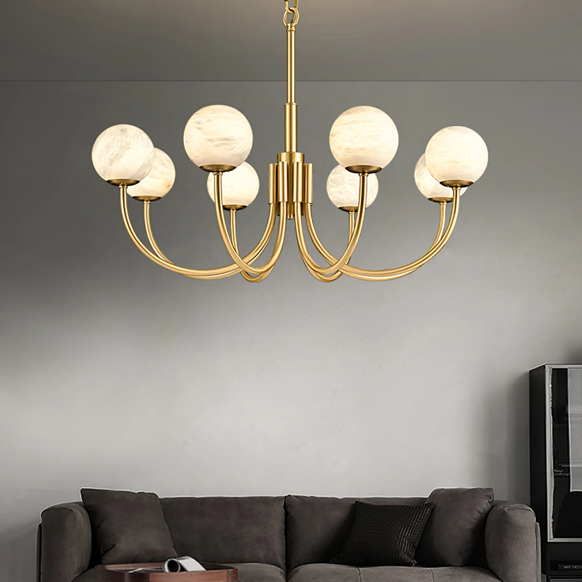 Modern Alabaster Brass Chandelier