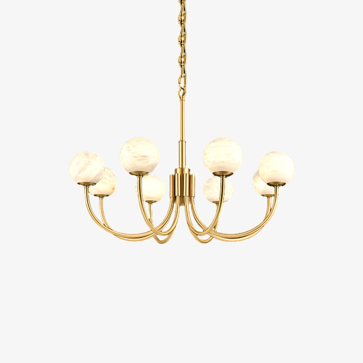 Modern Alabaster Brass Chandelier