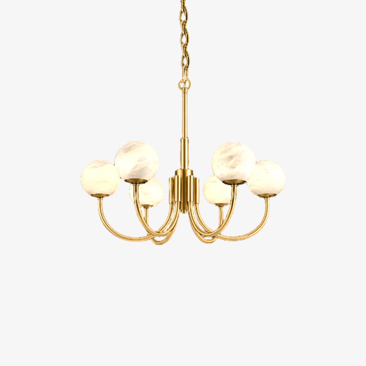 Modern Alabaster Brass Chandelier