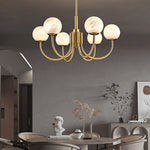 Modern Alabaster Brass Chandelier