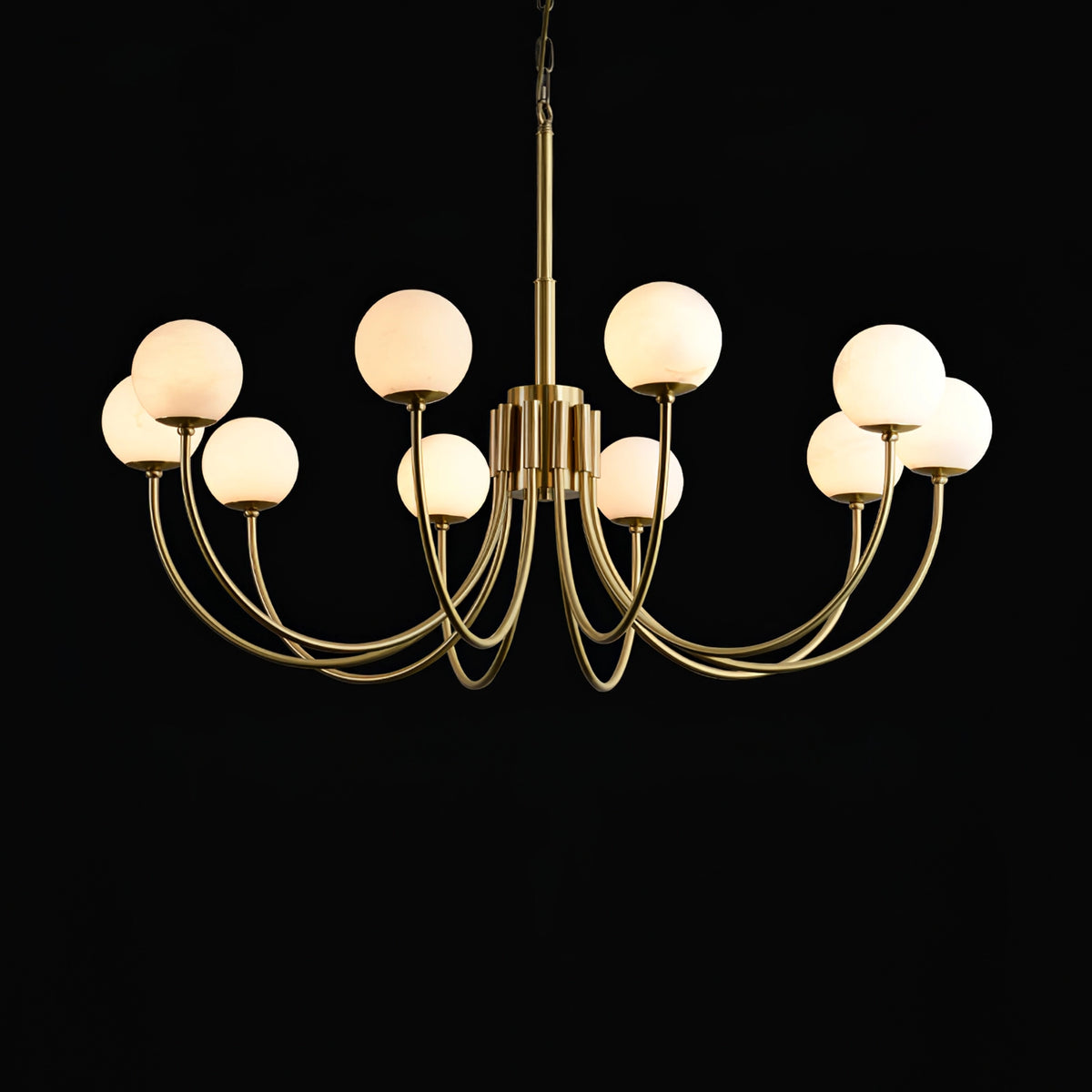Modern Alabaster Brass Chandelier