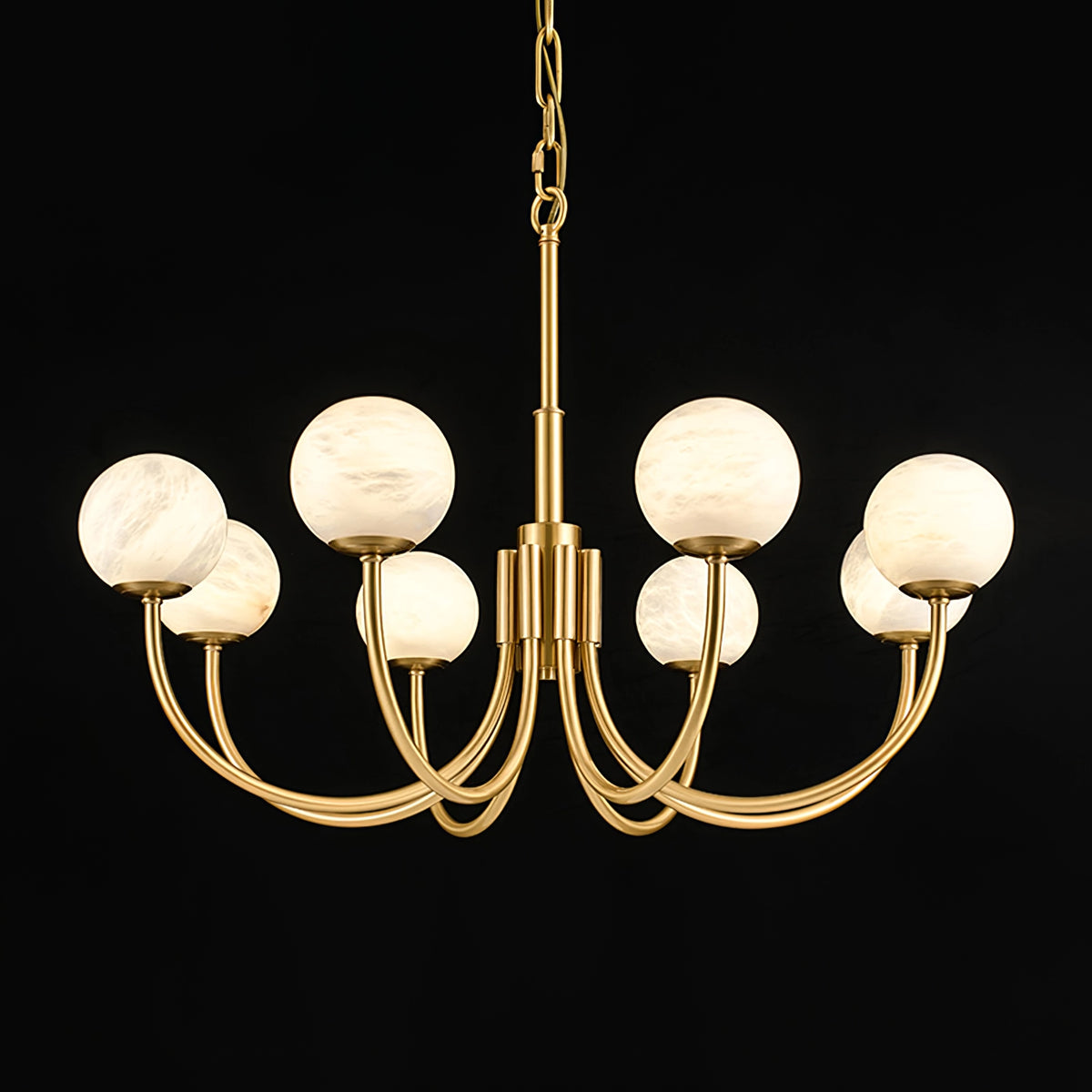 Modern Alabaster Brass Chandelier