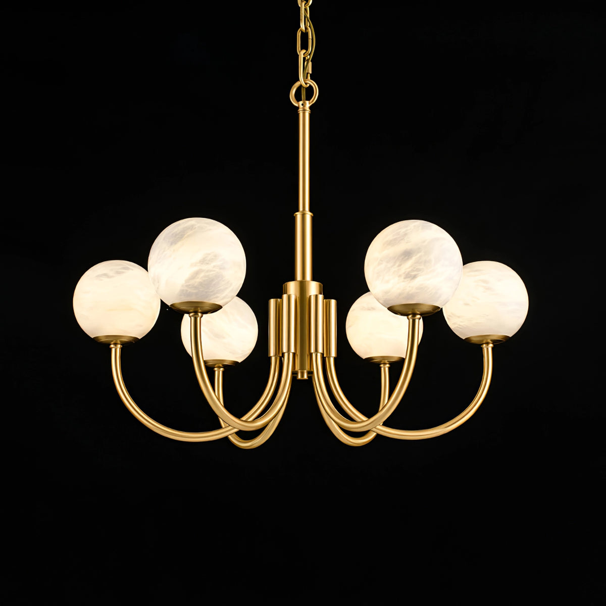 Modern Alabaster Brass Chandelier