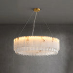 Modern Alabaster & Crystal Chandelier