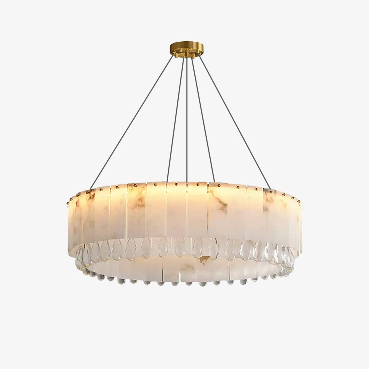 Modern Alabaster & Crystal Chandelier