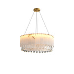 Modern Alabaster & Crystal Chandelier