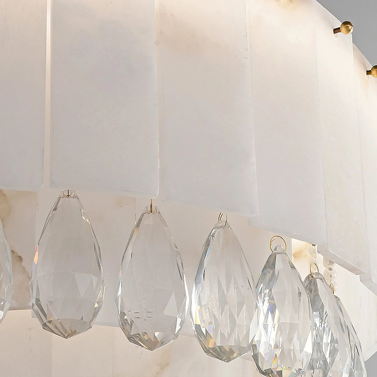 Modern Alabaster & Crystal Chandelier