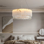 Modern Alabaster & Crystal Chandelier