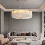 Modern Alabaster & Crystal Chandelier