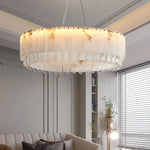 Modern Alabaster & Crystal Chandelier