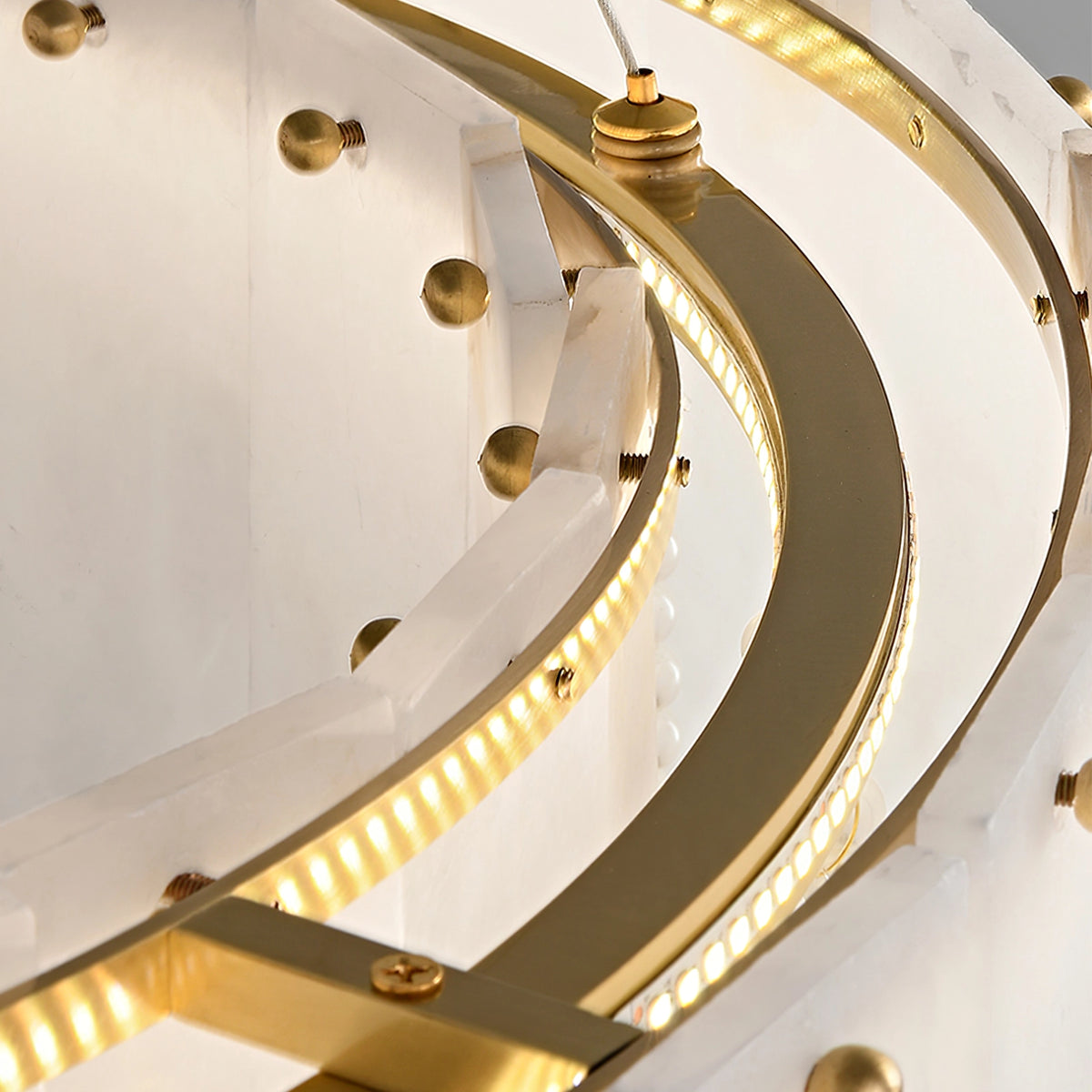 Modern Alabaster & Crystal Chandelier